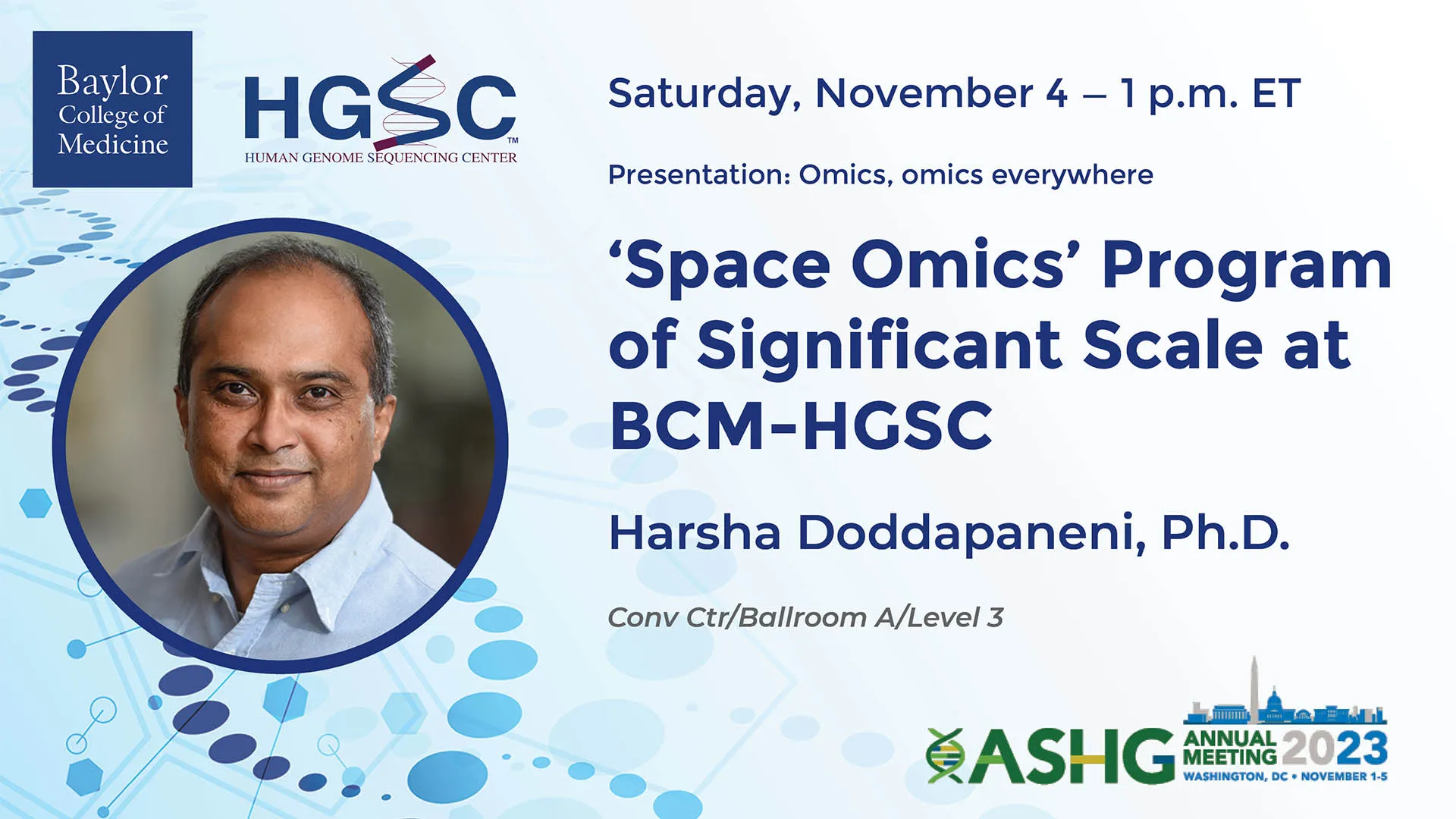Twitter promo for ASHG presentation by HGSC